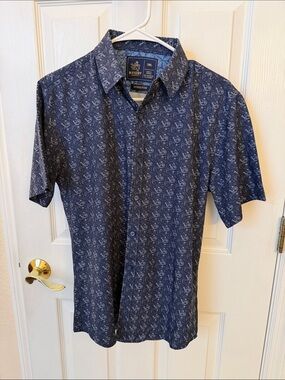 Rugby University Navy Paisley Short-Sleeve Button-Down Shirt